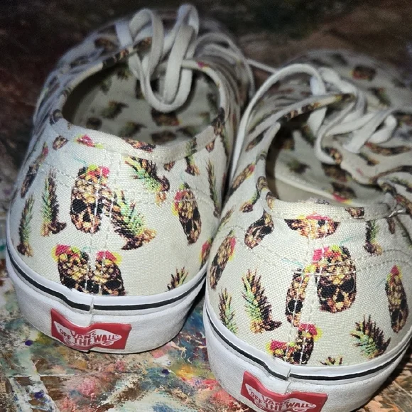 White Sneakers with Pineapple Print - Picture 7 of 12